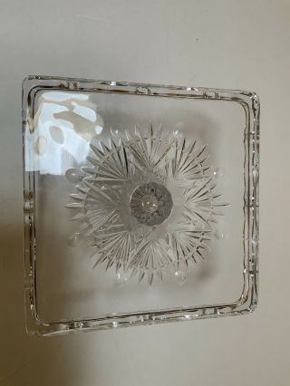 Shannon Crystal Of Ireland 7 3/4 " Square Pedestal Cake Plate Stand