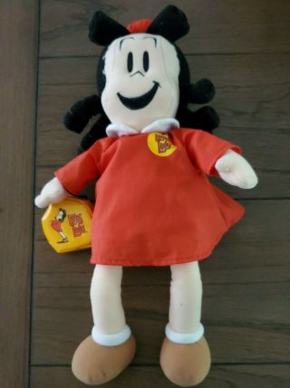 1999 Vintage 16 " Little Lulu Plush Doll By Eden With Dress & Purse Retro Cartoon