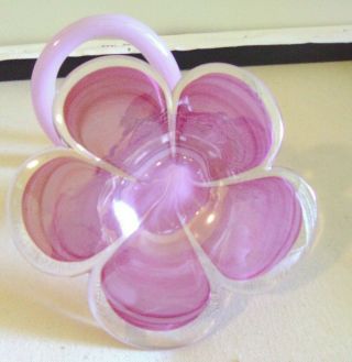 Vintage Murano Glass Flower Vase W/ Twist Stem Made In Italy Pink