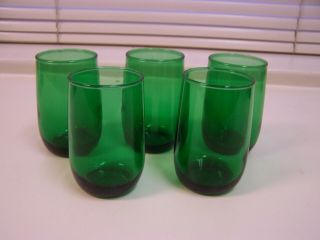 11 Vintage Forest Green Anchor Hocking Juice Glasses - 3 1/2 " High