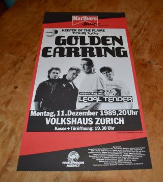 Golden Earring Keeper Of The Flame 1989 Swiss Concert Poster Zurich