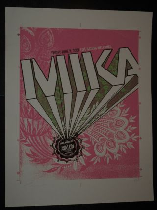 Mika Hollywood Ca 2007 Concert Poster Sara Bareilles Rare Uncut Proof Sheet Art