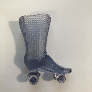 Vintage Hobnail Glass Purple Roller Skate Shoe Boot Toothpick Holder