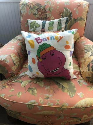 Vintage Barney The Dinosaur Throw Pillow