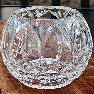 Vintage Heavy Cut Clear Crystal Rose Bowl Vase 4”h 5”w 3”w Top Rim 1 Lb 10 Oz