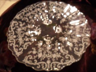 Cambridge Glass " Chantilly " Footed & Etched Cake/fudge Plate W/4 Feet 1930 - 40