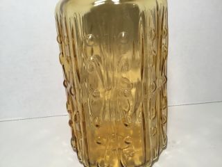 Vintage LE Smith Atterbury Scroll Amber Glass Jar Canister 11 1/2 inches tall 2