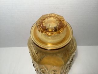 Vintage LE Smith Atterbury Scroll Amber Glass Jar Canister 11 1/2 inches tall 3