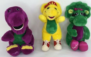 Vintage Set Of 3 Barney Bj And Baby Bop Characters Plush Stuffed Animals