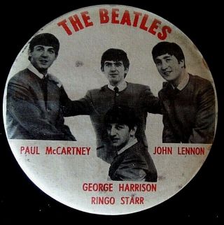 Large Beatles Official Fan Pin Badge - 3.  5 Inches
