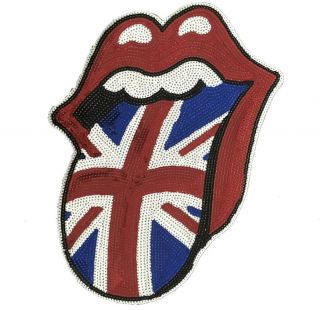 Rolling Stones British Sequins Tongue Patch Extra Large 14 " X 10 1/4 "