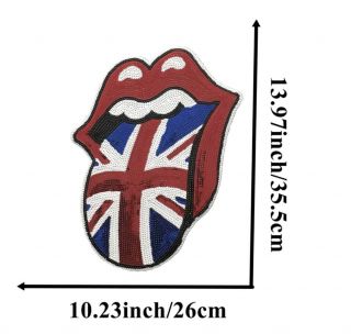 Rolling Stones British Sequins Tongue Patch Extra Large 14 