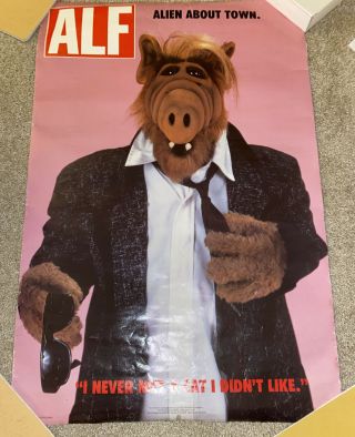 Vintage Alf Poster Alien About Town.  “i Never Met A Cat I Didn’t Like.  ”
