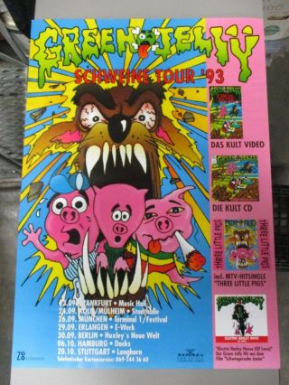1993 German Rock Roll Concert Poster Green Jelly Tour 