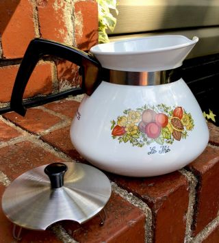 Vintage Corning Ware Spice Of Life - 6 - Cup Coffee/tea Pot - P - 104 W/stainless Lid
