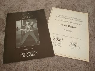 John Ritter 1948 - 2003 Tribute Ad From Hollywood Squares & Usc School Of Theatre