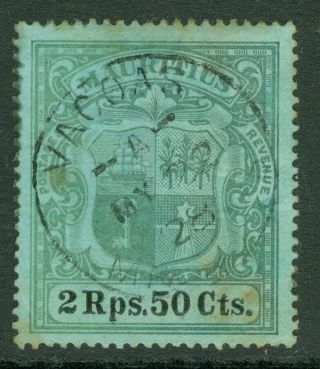 Sg 154 Mauritius 1900 - 05.  2r.  50 Green & Black/blue.  Very Fine,  Some Light.