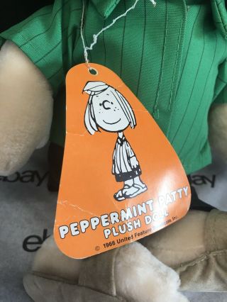 Peanuts PEPPERMINT PATTY Plush Doll Green Shirt Sandals Stuffed 14 