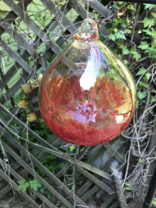 Witches Ball Hand Blown Art Glass Witchball Red 16” Round X 6” L
