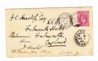 Sierra Leone 19o3 Stationery Cover From Freetown To Falmouth/ryde