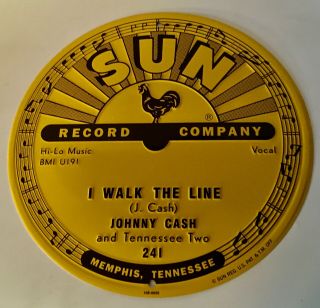 Johnny Cash / I Walk The Line / Sun Records 12 " Embossed Metal Sign /