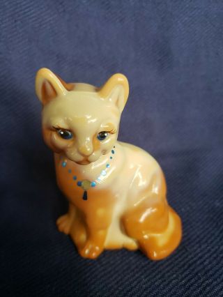Vintage Fenton Hand Painted Glass Cat Kitten Figurine Signed D Robinson