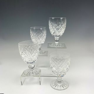 Set 4 Signed Waterford Deep Cut Irish Crystal Donegal Pattern Water Goblets Wsc