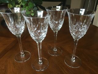 Four (4) Vintage Cut Crystal Wine Glasses Diamond Pattern 8 "