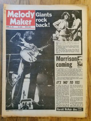 Melody Maker Newspaper March 13th 1971 Led Zeppelin Giants Of Rock Cover