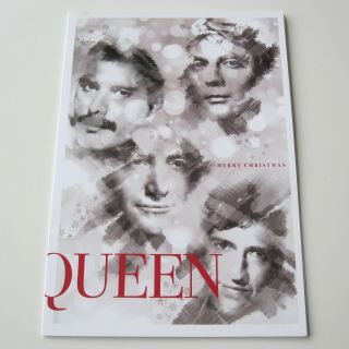 Queen : Official 2018 Glossy Fan Club Christmas Card Pre - Printed Autographs