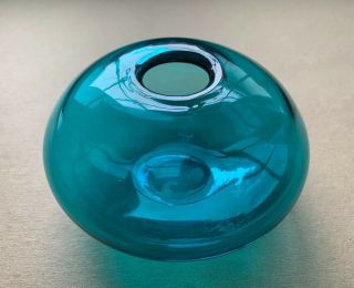 Vintage Unbranded Green Glass Hand Blown Art Glass Round/globe Shaped Vase