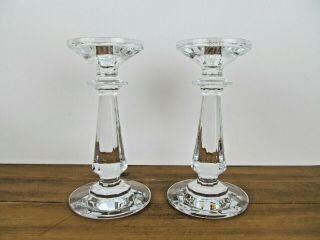 Illuminology By Waterford Panel Cut Crystal Candle Holders Pair
