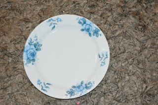 4 Corelle Blue Velvet Dinner Plate Blue Roses Flowers Swirl Rim