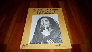 Bob Marley & Wailers Could You Be Loved Uk 1980 Sheet Music Reggae