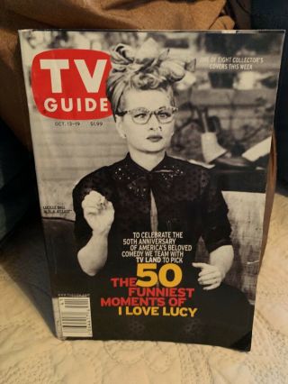 Tv Guide I Love Lucy Lucille Ball Burning Nose 50th Anniversary Oct.  13,  2001