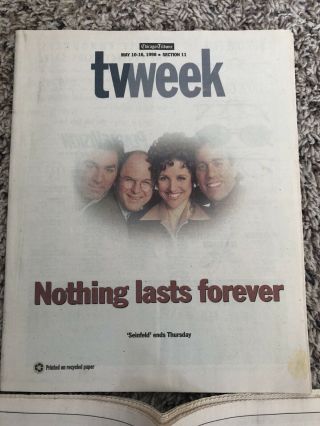 Seinfeld Final Episode - TV - Chicago Tribune Tempo TV Week Newspaper 1998 2