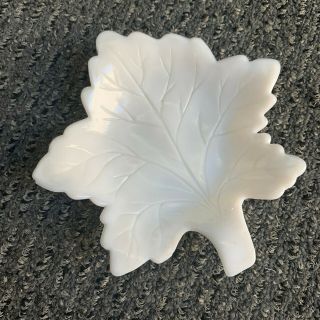 Vintage Westmoreland Milk Glass Maple Leaf Candy Dish