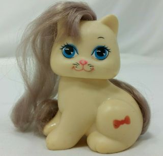Mattel Little Pretty Kitty Polished Paws Bow White Gray Hair 1989 Vintage 80s