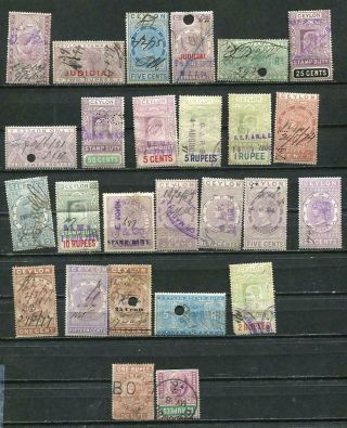 British Commonwealth Revenues Stamps Ceylon 1872 And Up 7062