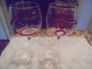2 Pier 1 Imports Swirline Red Wine Glasses Low Fast