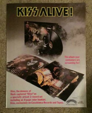 Kiss - 1975 “alive” Album Release Full Page 11x15 " Promo Ad - Casablanca