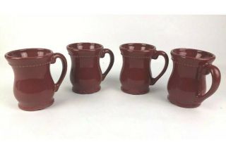Princess House Pavillion Red Set Of 4 Ceramic Mugs 6327