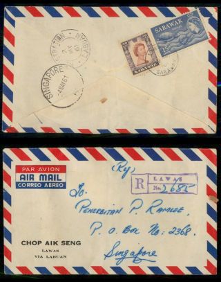 Mayfairstamps Sarawak 1961 Lawas Registered Via Labuan Airmail Cover Wwg43705