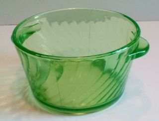 Anchor Hocking Spiral Green Depression (uranium) Glass Ice Bucket Butter Tub