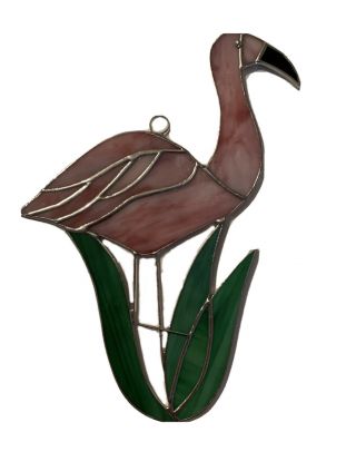 Flamingo - (large) Handmade - Stained Glass - Sun Catcher - 9.  5”x 7” Inches