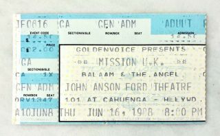 The Mission U.  K.  1988 Concert Ticket Stub John Anson Ford Theatre Los Angeles Ca