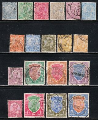 India 1911 - 23 Kgv George V Definitive Set Complete To 25r Scott 80 - 98