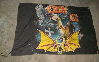 Vintage Ozzy Osbourne Bark At The Moon 54 " By 36 " Cloth Silk Screen Poster Flag