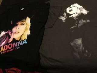 2 - Madonna Sticky & Sweet Tour Concert Cities Tees Size 2xl (1 - Black,  1 Grey)