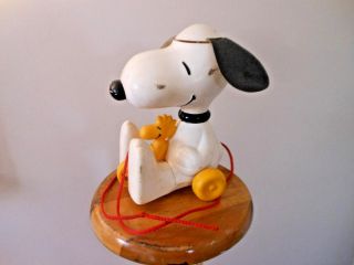 Vintage 1972 Peanuts Snoopy & Woodstock Pull Toy Ears Spin Hasbro Toy